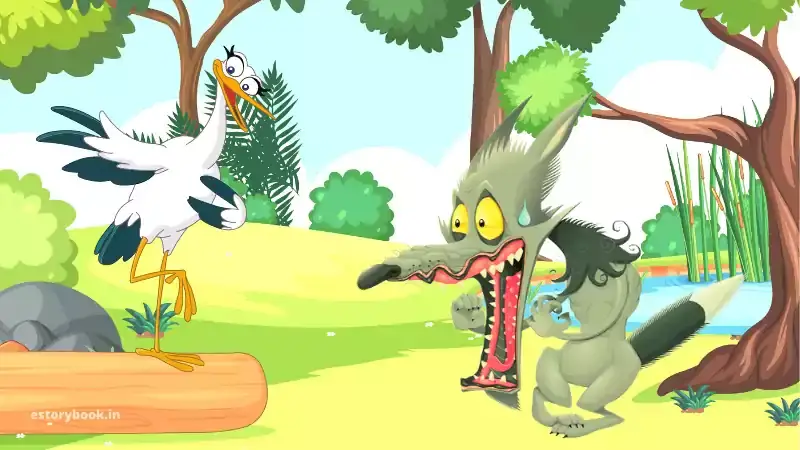 the wolf and crane story for kids
