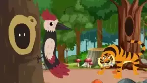 tiger and woodpecker