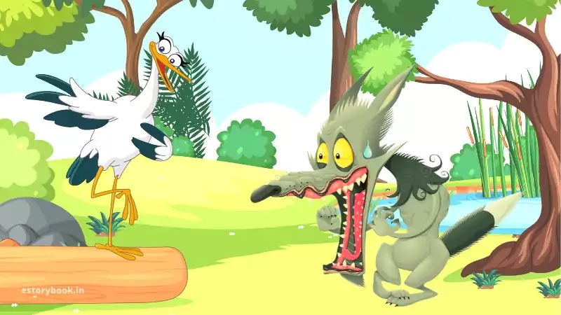 the wolf and crane story for kids
